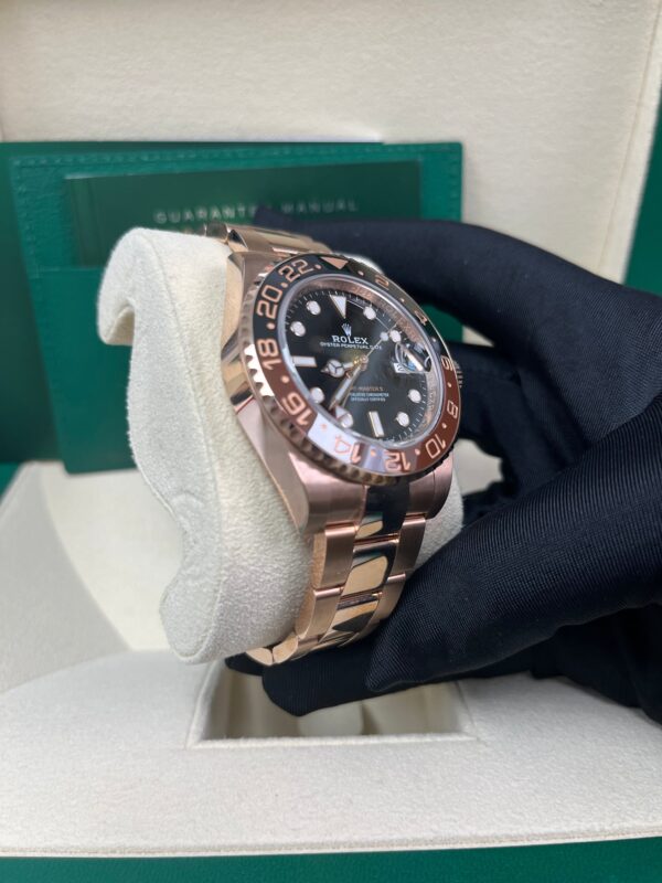 Rolex GMT-Master II 18K Everose Rose Gold - "The Rootbeer" - Black and Brown Bezel - Oyster Bracelet (Ref# 126715CHNR) - Image 7