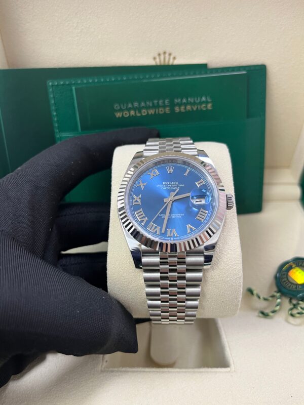 Rolex Datejust 41 Two-Tone White Gold & Steel - Blue Roman Dial - Fluted Bezel (Ref# 126334) - Image 3