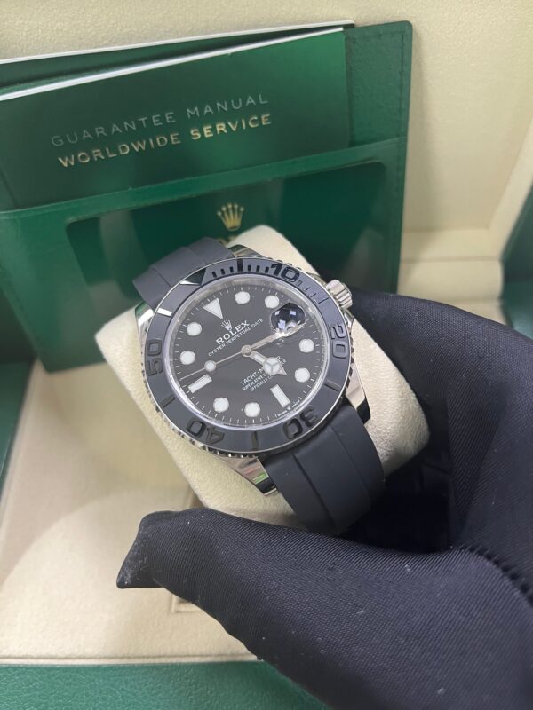 Rolex White Gold Yacht-Master 42 Watch - Black Dial - Oysterflex Strap (Ref # 226659) - Image 2