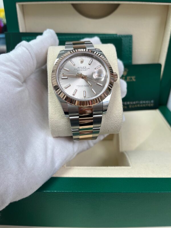 Rolex Steel and Everose Rolesor Datejust 41 Watch - Fluted Bezel - Sundust Index Dial - Oyster Bracelet - Image 2