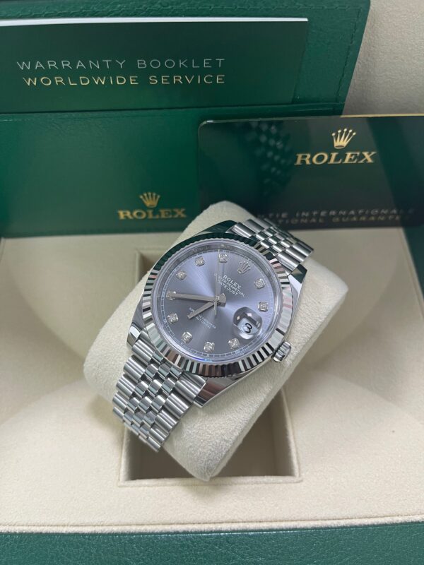 Rolex Datejust 41-18K White Gold & Steel - Dark Rhodium Diamond Dial - Jubilee (Ref # 126334) - Image 3