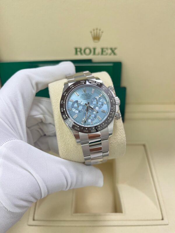 Rolex Daytona Platinum 40mm Ice Blue Diamond Baguette Dial (Ref # 116506) - Image 11