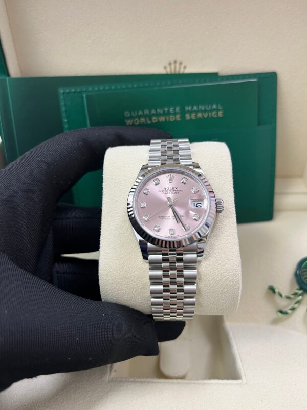 Rolex Datejust 31 Fluted Bezel Pink Diamond Dial Jubilee Bracelet 278274 - Image 8