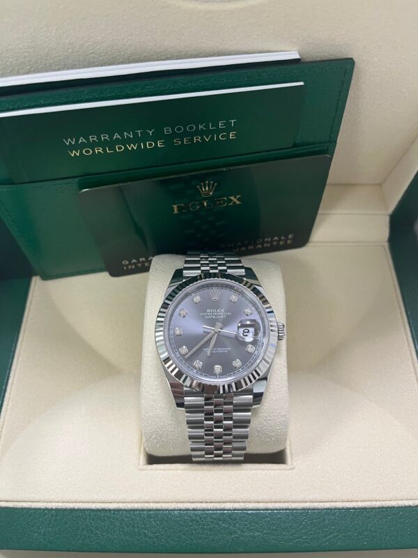 Rolex Datejust 41-18K White Gold & Steel - Dark Rhodium Diamond Dial - Jubilee (Ref # 126334) - Image 4