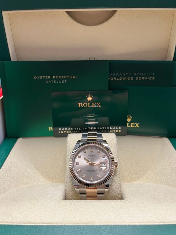 Rolex Datejust 41 Two-Tone Stainless Steel and Rose Gold/ Sundust Diamond Dial/ Fluted Bezel/ Oyster Bracelet (Ref#126331) - Image 6
