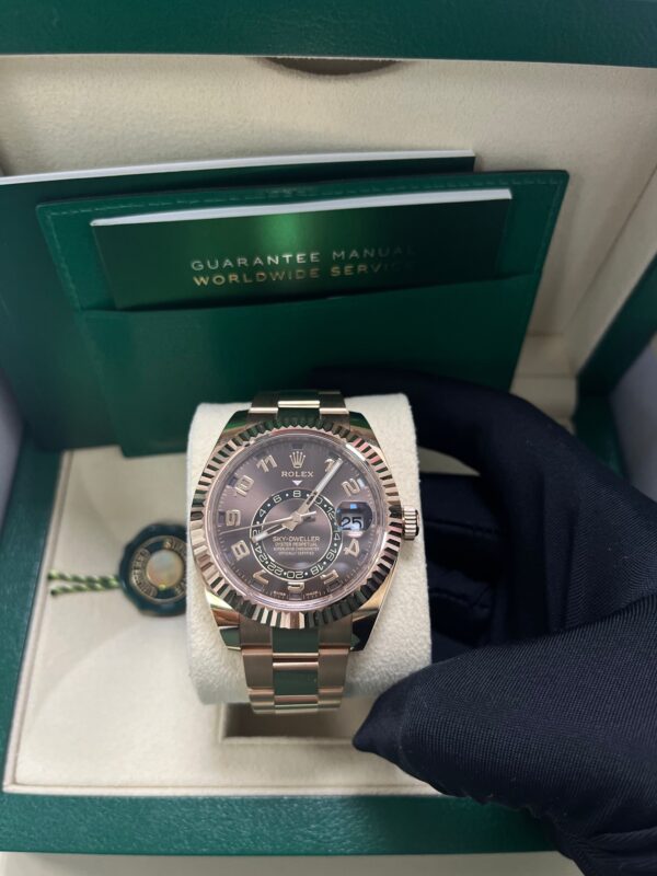 Rolex Sky-Dweller Rose Gold Sky-Dweller Chocolate Sunray Arabic Dial (Reference # 326935) - Image 6