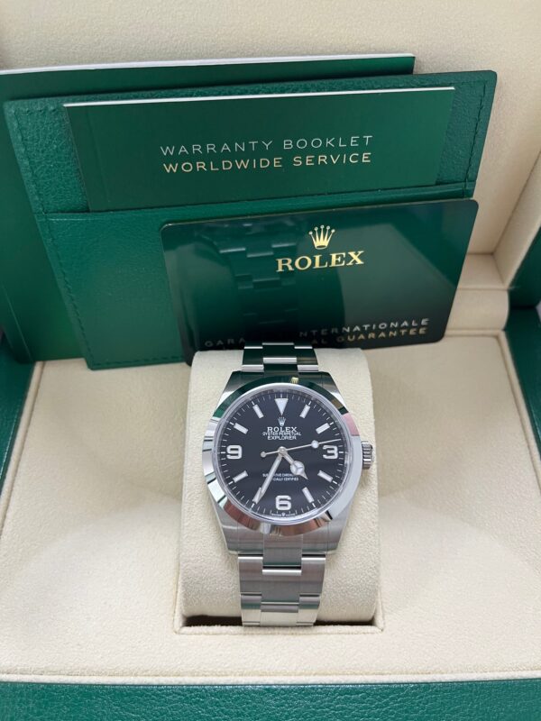 Rolex Explorer Oystersteel 40 Watch Smooth Bezel Black Index Arabic Dial Oyster Bracelet 224270 - Image 3