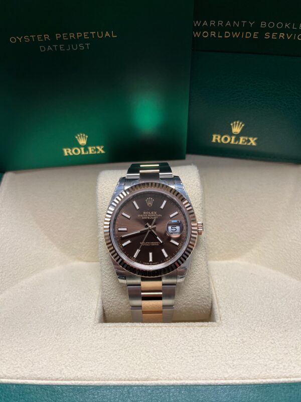 Rolex Datejust 41 Oyster Bracelet Chocolate Dial Fluted Bezel (Ref # 126331-0001) - Image 2