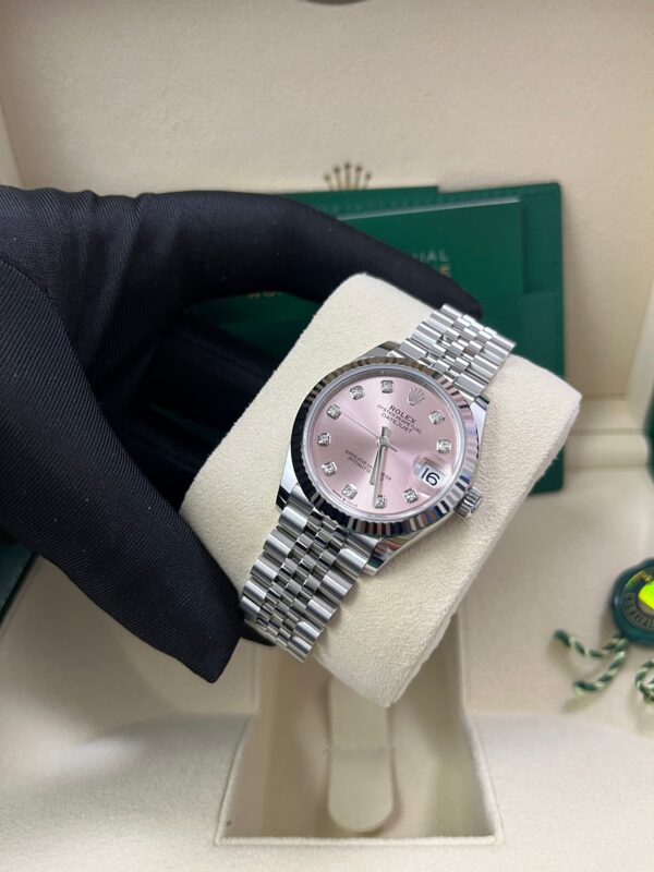 Rolex Datejust 31 Fluted Bezel Pink Diamond Dial Jubilee Bracelet 278274 - Image 10