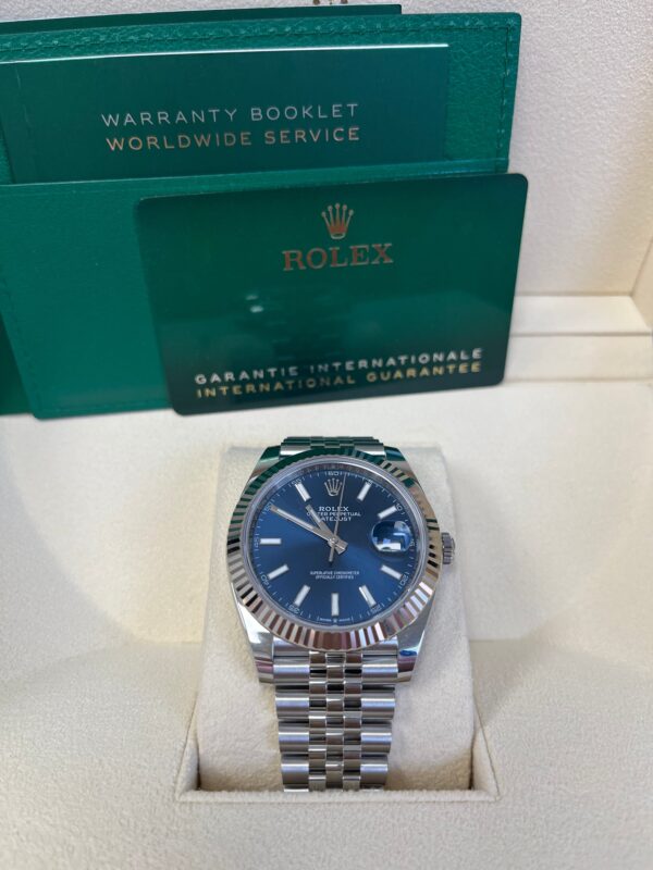 Rolex Datejust 41 White Gold and Steel Blue Index Jubilee Fluted Bezel (Ref#126334) - Image 2