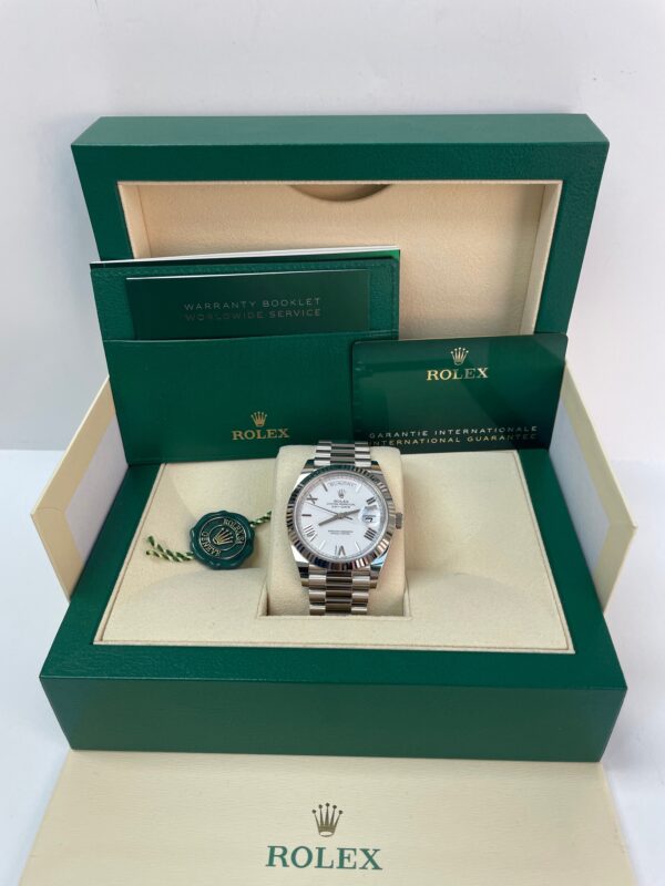 Rolex Day-Date 40 White Gold - White Roman Dial - Fluted Bezel - President Bracelet (Ref: 228239) - Image 7