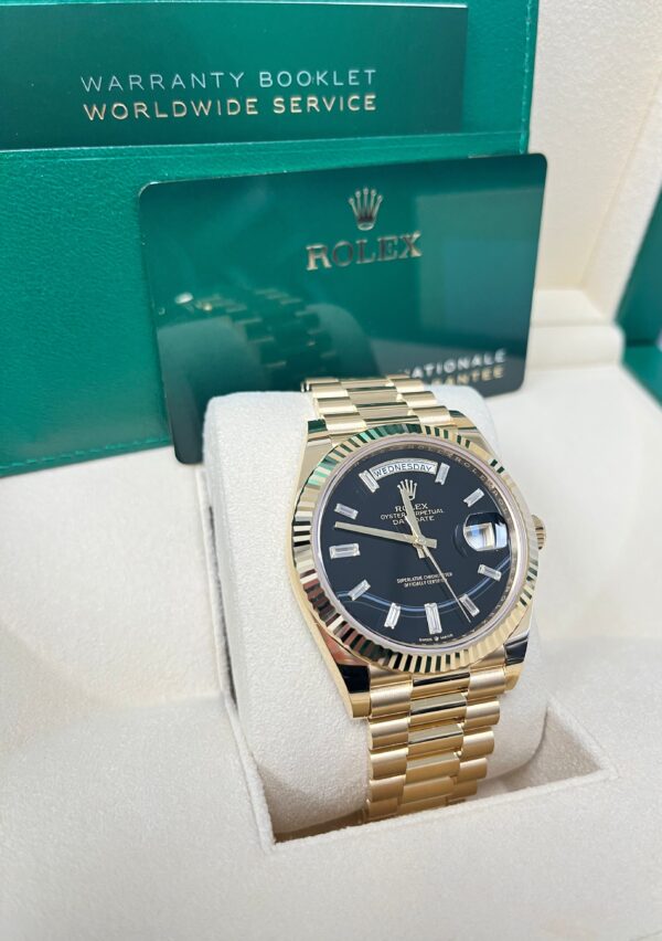 Rolex Day-Date 40 Yellow Gold Day-Date 40 Watch - Fluted Bezel - Onyx Dial - President Bracelet 228238 - Image 3