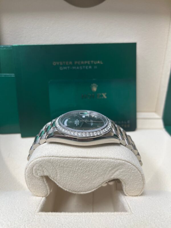 Rolex White Gold Day-Date 40 Watch - Bezel - Olive Green Bevelled Roman Dial - President Bracelet (Ref# 228349RBR) - Image 3