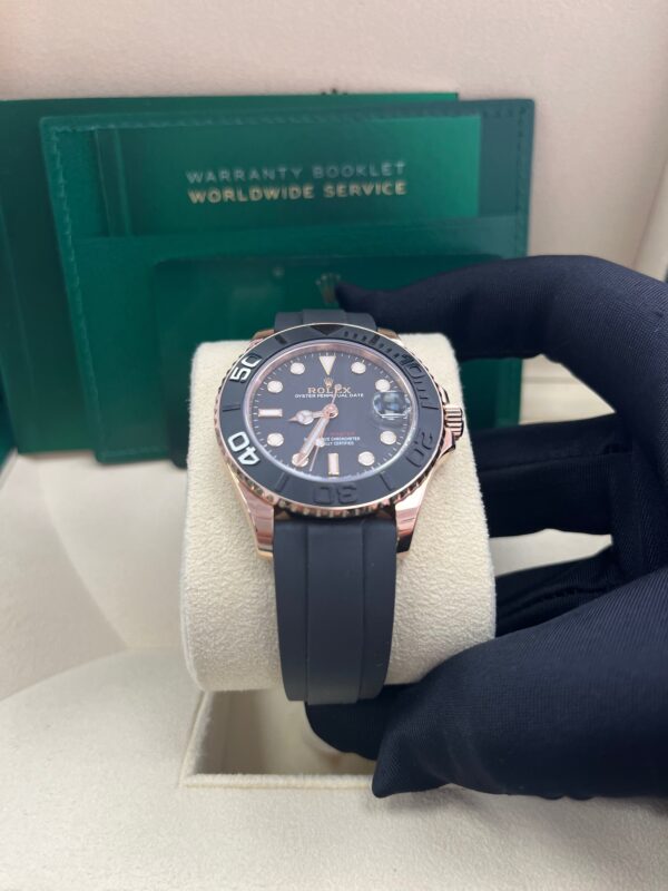 Rolex Yacht-Master 37mm Rose Gold - Black Dial - Oysterflex Strap (Ref# 268655) - Image 2