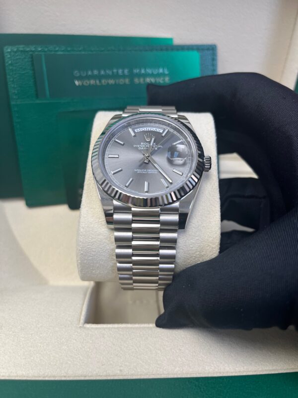 Rolex Day-Date 40 White Gold - Slate Dial - Fluted Bezel - President Bracelet (Ref: 228239) - Image 7