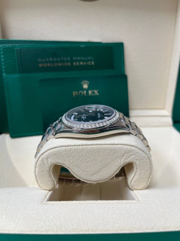 Rolex Day-Date 40 White Gold Day-Date 40 Watch - White Gold Bezel - Black Baguette Diamond Dial 228349RBR - Image 7
