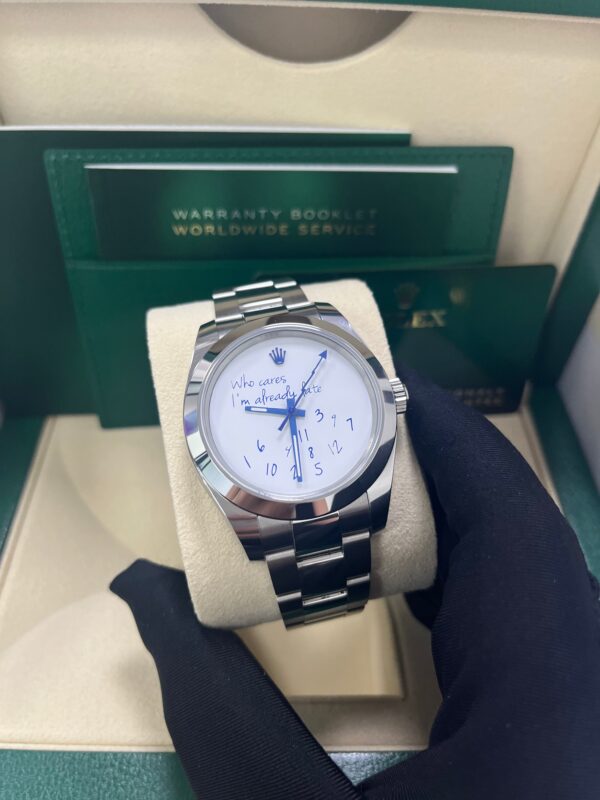 Rolex Steel Milgauss Watch Green Crystal - 116400GV Custom Mad in time Dial - Image 10