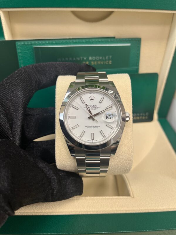 Rolex Datejust 41mm Oyster Bracelet Steel White Index Dial Reference # 126300 - Image 9