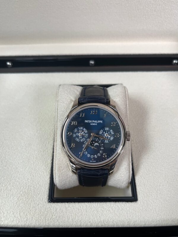 Patek Philippe Grand Complications Perpetual Calendar Moon Phase White Gold/ Royal Blue Dial & Strap (Ref#5327G-001) - Image 6