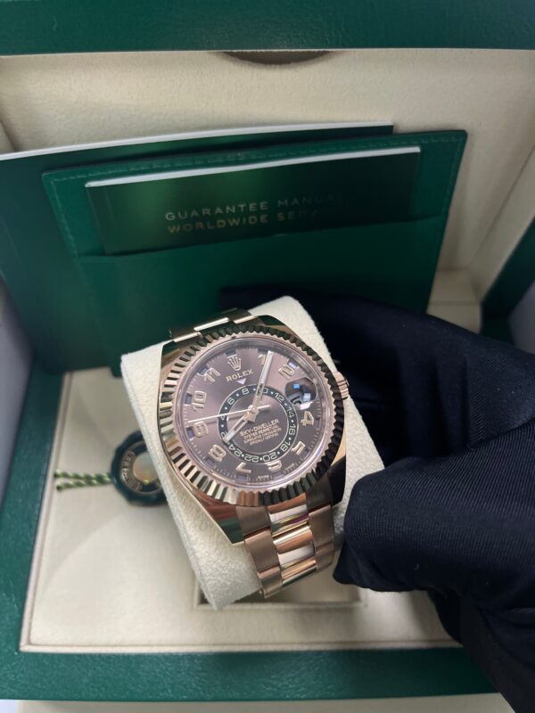 Rolex Sky-Dweller Rose Gold Sky-Dweller Chocolate Sunray Arabic Dial (Reference # 326935) - Image 8