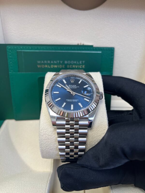 Rolex Datejust 41 White Gold and Steel Blue Index Jubilee Fluted Bezel (Ref#126334) - Image 3