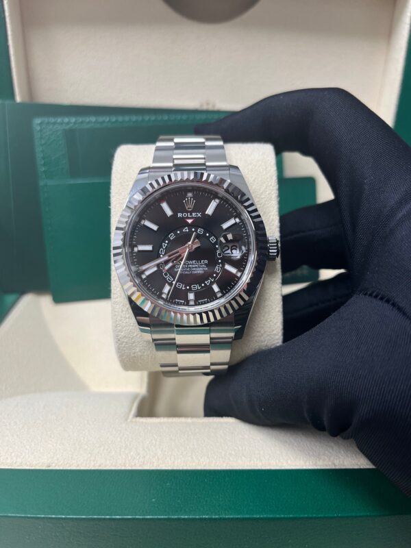 Rolex Sky-Dweller 18k White Gold 42mm Black Dial - Steel Bracelet (Ref# 326934) - Image 5