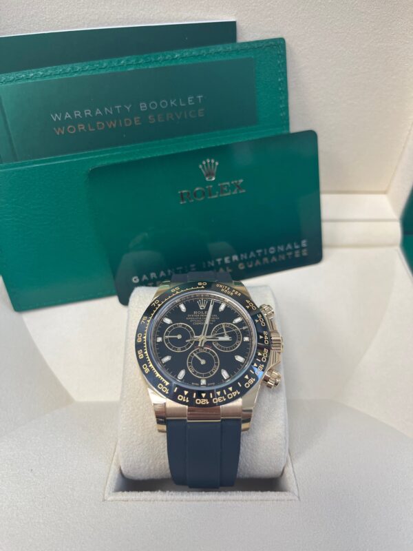 Rolex Daytona Yellow Gold Daytona 40 Watch - Black Index Dial - Black Oysterflex Strap 116518LN - Image 2