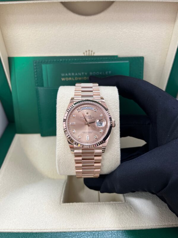 Rolex Day-Date 36 Everose Gold Day-Date 36 Watch - Fluted Bezel - Rosé Diamond Dial - President 128235 - Image 5
