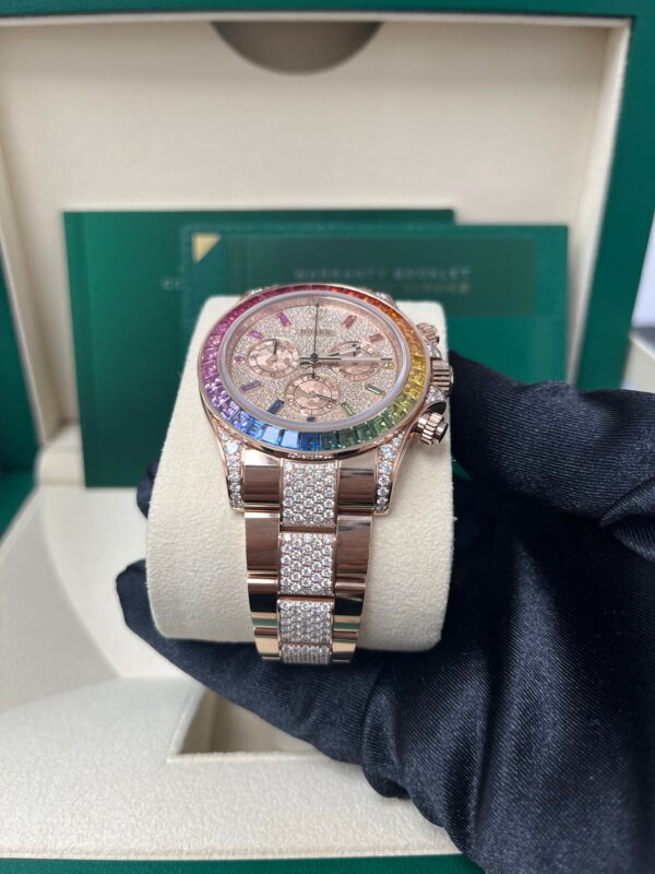 Rolex Cosmograph Everose Daytona Factory Diamond Rainbow Edition Ref# 116595RBOW) - Image 9