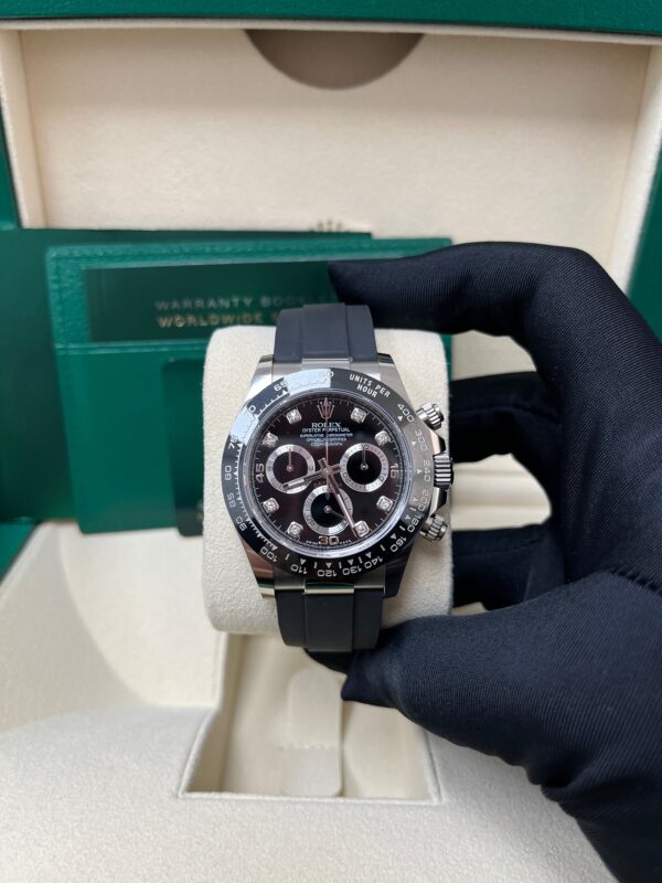 Rolex Daytona Cosmograph Daytona White Gold 40mm Oysterflex Band Black Diamond Dial - 116519LN - Image 9