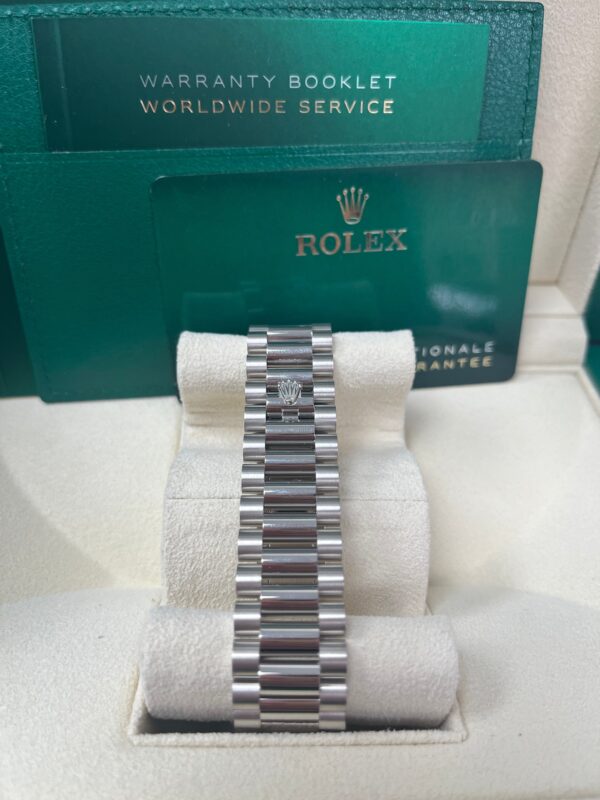 Rolex Day-Date 40mm Meteorite Baguette Dial White Gold Fluted Bezel Reference # 228239 - Image 9
