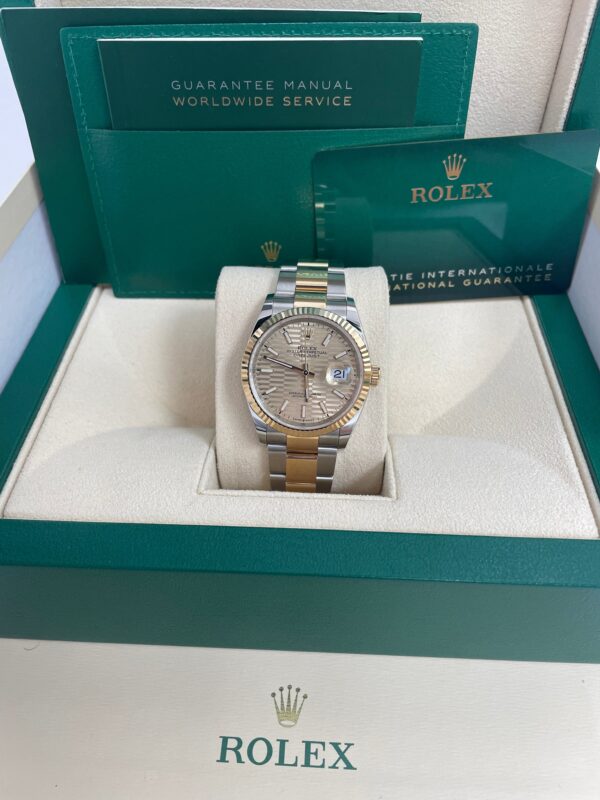 Rolex Datejust 36 Yellow Gold/Steel Golden Fluted Motif Dial Domed Bezel Oyster Bracelet (Ref 126233) - Image 2