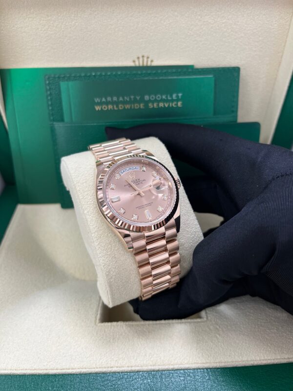 Rolex Day-Date 36 Everose Gold Day-Date 36 Watch - Fluted Bezel - Rosé Diamond Dial - President 128235 - Image 6