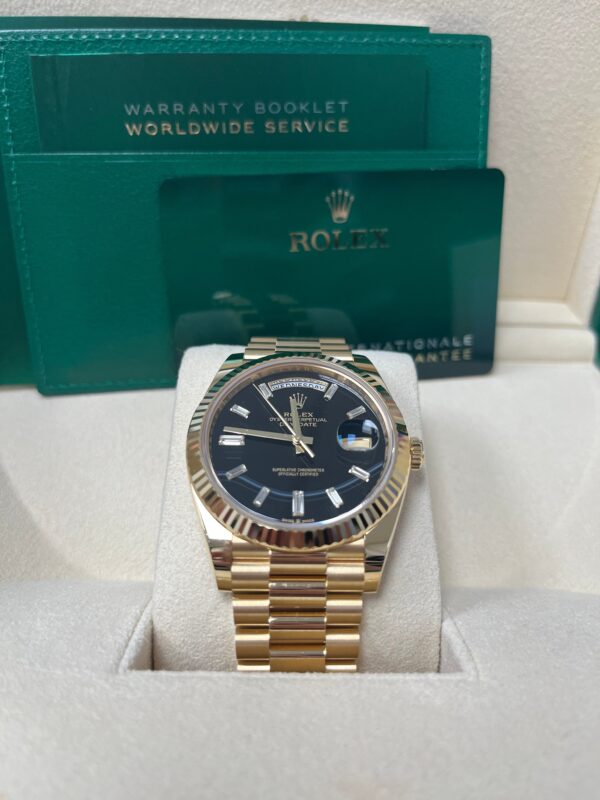 Rolex Day-Date 40 Yellow Gold Day-Date 40 Watch - Fluted Bezel - Onyx Dial - President Bracelet 228238 - Image 4