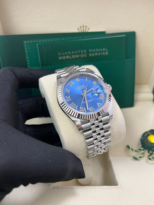 Rolex Datejust 41 Two-Tone White Gold & Steel - Blue Roman Dial - Fluted Bezel (Ref# 126334) - Image 7