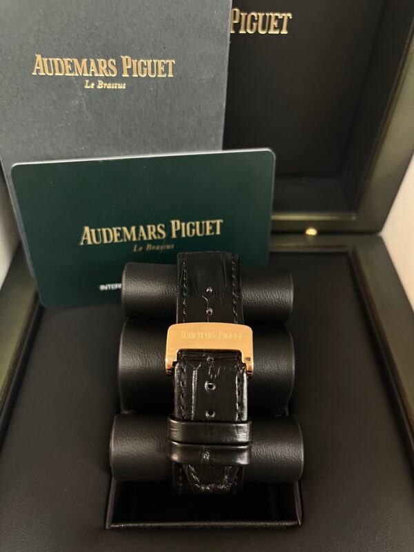 Audemars Piguet Royal Oak Selfwinding/ Rose Gold/ Black Dial/ Black Leather Strap (Ref#15500OR.OO.D002CR.01) - Image 9