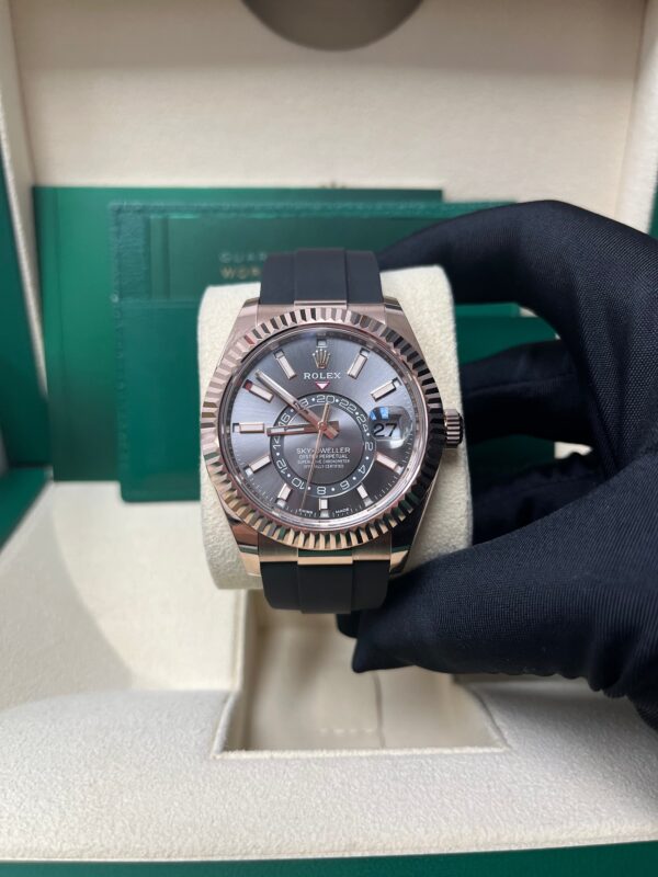 Rolex Sky-Dweller Rose Gold 42mm - Dark Rhodium Dial - Oysterflex (Ref# 326235) - Image 3