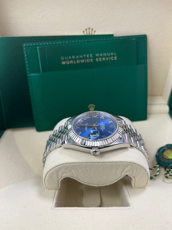 Rolex Datejust 41 Two-Tone White Gold & Steel - Blue Roman Dial - Fluted Bezel (Ref# 126334) - Image 8