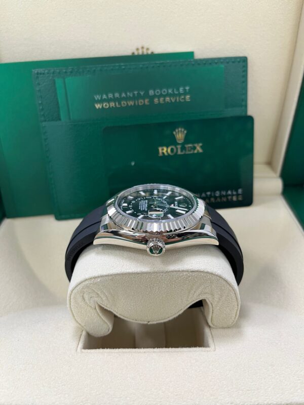 Rolex Sky-Dweller White Gold Fluted Bezel Black Index Dial Oysterflex Strap 336239 - Image 7