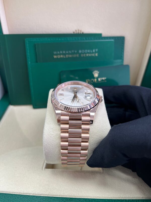 Rolex Day-Date 40 Fluted Bezel Sundust Baguette Diamond Dial President Bracelet 228235 - Image 11
