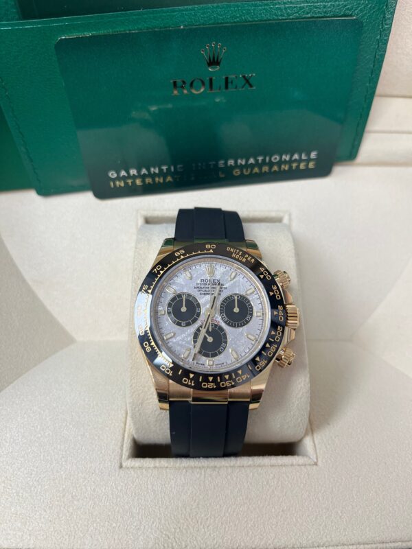 Rolex Daytona 40 Watch - Meteorite and Black Index Dial - Black Oysterflex Strap (Ref # 116518LN) - Image 5