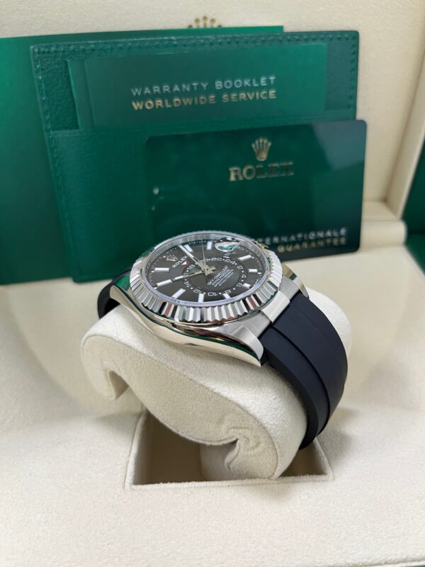 Rolex Sky-Dweller White Gold Fluted Bezel Black Index Dial Oysterflex Strap 336239 - Image 6