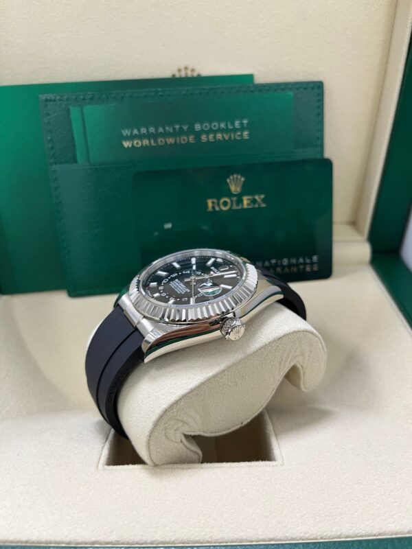 Rolex Sky-Dweller White Gold Fluted Bezel Black Index Dial Oysterflex Strap 336239 - Image 8