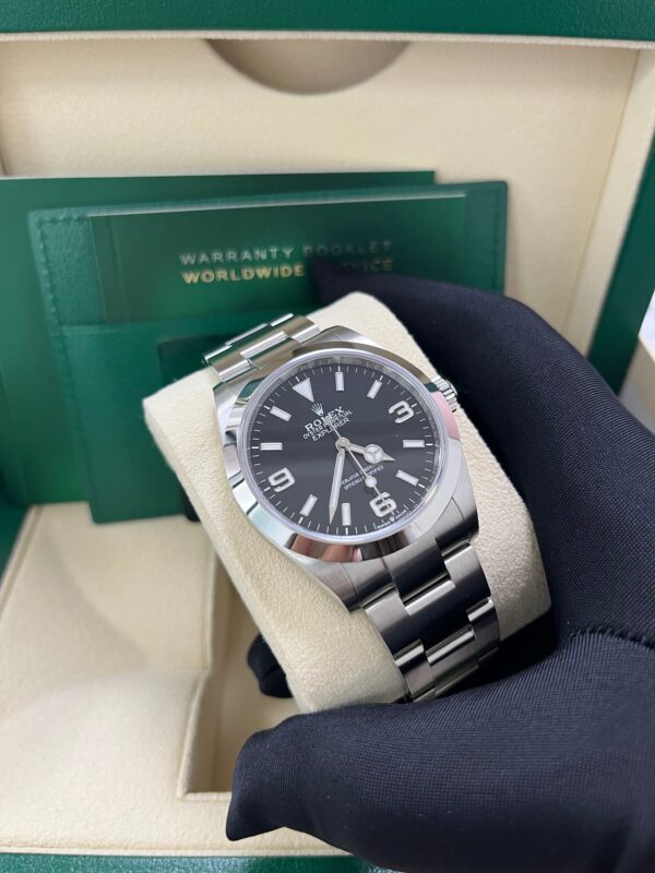 Rolex Explorer Oystersteel 40 Watch Smooth Bezel Black Index Arabic Dial Oyster Bracelet 224270 - Image 8