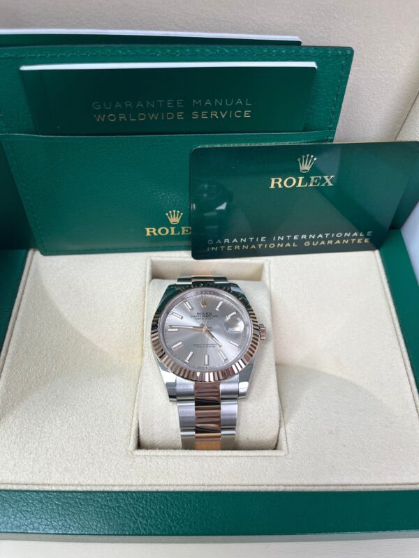 Rolex Steel and Everose Rolesor Datejust 41 Watch - Fluted Bezel - Sundust Index Dial - Oyster Bracelet - Image 3