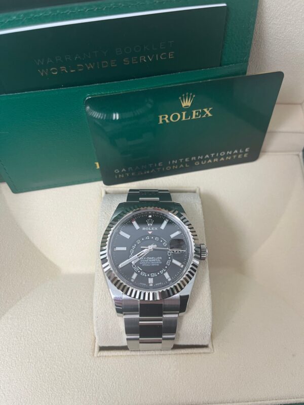 Rolex Sky-Dweller 18k White Gold 42mm Black Dial - Steel Bracelet (Ref# 326934) - Image 9