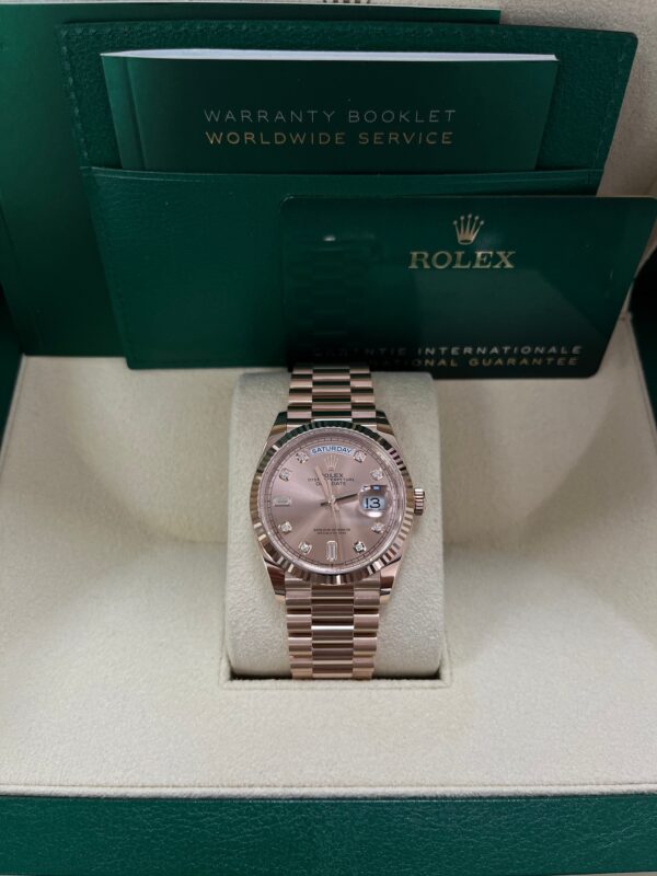 Rolex Day-Date 36 Everose Gold Day-Date 36 Watch - Fluted Bezel - Rosé Diamond Dial - President 128235 - Image 8