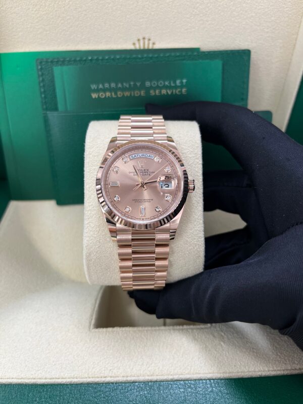 Rolex Day-Date 36 Everose Gold Day-Date 36 Watch - Fluted Bezel - Rosé Diamond Dial - President 128235 - Image 14