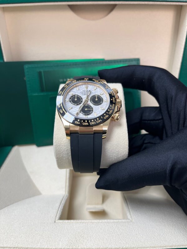 Rolex Daytona 40 Watch - Meteorite and Black Index Dial - Black Oysterflex Strap (Ref # 116518LN) - Image 8