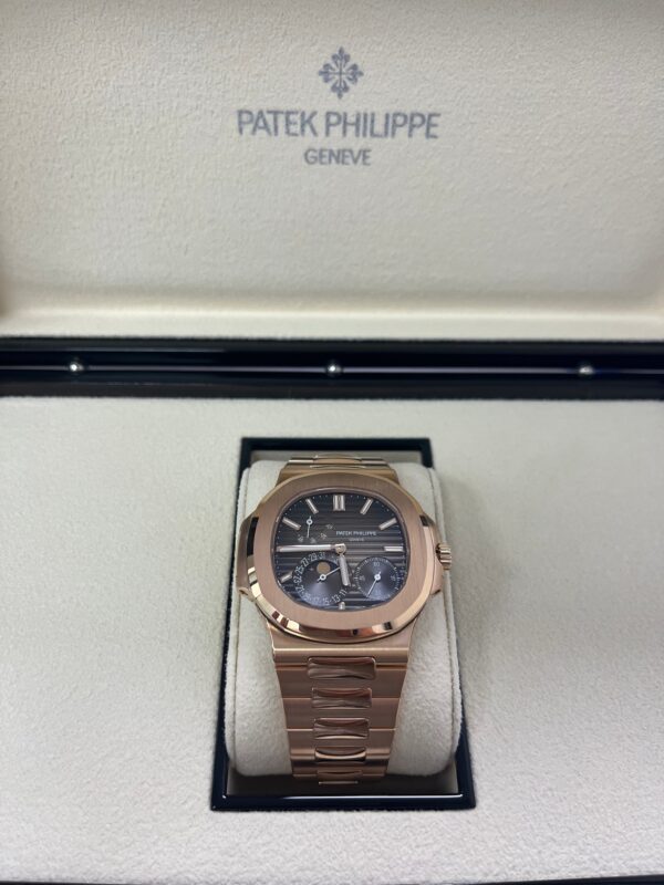 Patek Philippe Nautilus Moon Phase Rose Gold 40mm Brown Black Dial 5712/1R-001 - Image 7
